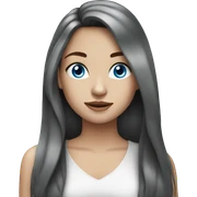 Brunette girl pretty blue eyes long hair sticker