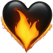 Black heart in fire sticker