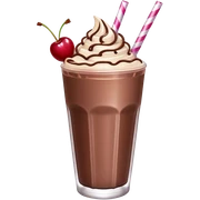 Chocolate milkshake with cherry on top and sparkles sticker