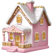 light pink and gold and white gingerbread house sticker