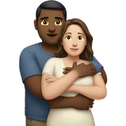 white overweight brunette woman hugging Indian man  sticker