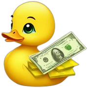 A baby duck with money sticker