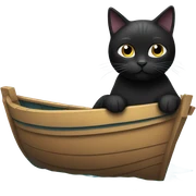 Black cat in a boat  sticker