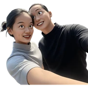 happy girl in outdoor selfie sticker