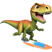 Dinosaur surfing sticker