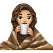 Brown hair Girl drinking coffee, with a cozy blanket sticker