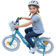 smiling girl outdoors with bicycle sticker