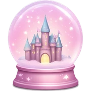 Pastel Pink Snow Globe "A pastel pink snow globe filled with glowing sparkles, tiny floating hearts, and a dreamy castle surrounded by shimmering mist." sticker