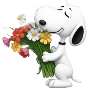 snoopy kissing flowers sticker