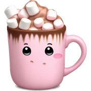 Light Pink mug of hot chocolate with marshmallows  sticker