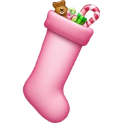Pink stocking with cute candy canes and small toys peeking out sticker