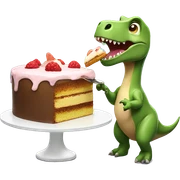 dinosaur eating cake sticker