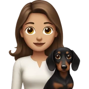 brown haired girl with black long haired dachshund  sticker