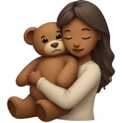 Brown woman hugs a cute teddy bear sticker
