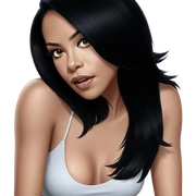 realistic portrait of black haired girl sticker