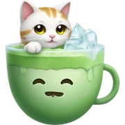 Cute cat holding iced matcha  sticker
