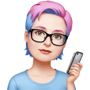 female, light blue shirt, short loght-brown hair  sticker