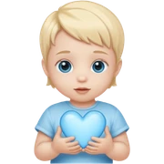 Baby amor holding a light blue heart sticker
