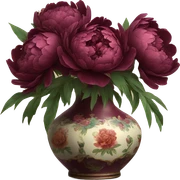 burgundy peonies in a vintage vase sticker