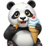 Panda eating ice cream sticker