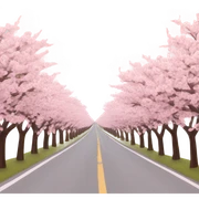 Road with cherry bloom trees  sticker