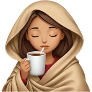 girl inside a blanket sipping coffee eyes closed sticker