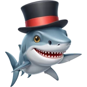 Shark with a top hat sticker