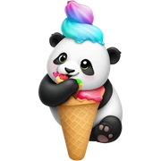 Panda eating ice cream sticker