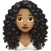 Tan girl with long black curly hair  sticker