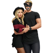 blonde girl and masked boy sticker