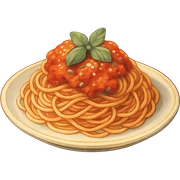 ghibli style spaghetti with rich colors and soft shading sticker