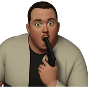 boy with gun indoors sticker