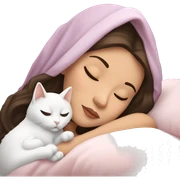 brunette Sleeping beauty girl with white kitty sticker