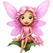 Pink fairy on a flower sticker