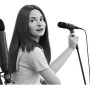 monochrome girl with microphone sticker