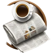 Newspaper with coffe sticker