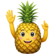 cartoon pineapple waving with one hand sticker