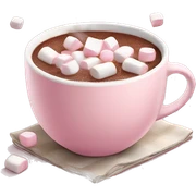 Light Pink mug of hot chocolate with marshmallows  sticker