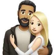 Man, white skin, short black hair, long beard, hugging a white woman with blonde hair  sticker