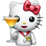 Hello kitty with a martini sticker
