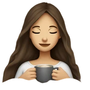 girl brunette inside a blanket sipping coffee eyes closed sticker