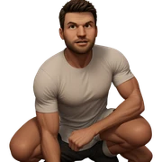 muscular boy in white shirt sticker