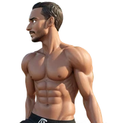 muscular boy under palm tree sticker