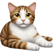 Brown and white tabby laying.  sticker