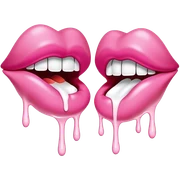 Floating pink bitten lips with Completely white paint dripping off sticker
