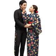 romantic japanese couple portrait sticker