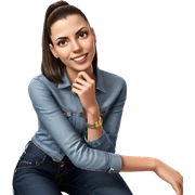smiling girl in denim outfit sticker
