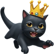 Black cat in a crown punching a shark sticker