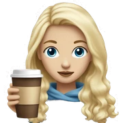 Blonde girl with blue eyes holding a coffee  sticker