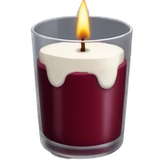 Dark red velvet candle in a glass sticker